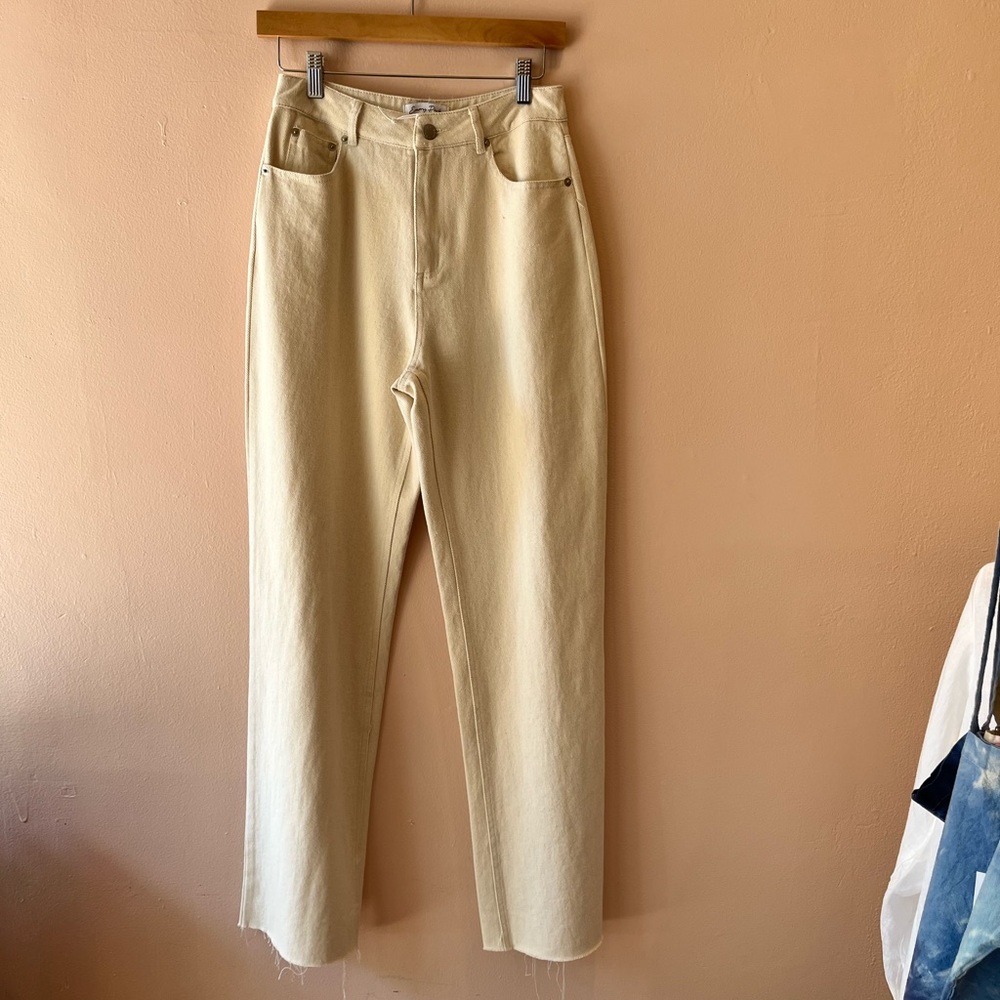 Ecru Raw hem cropped jeans - Emory Park